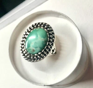 Green Turquoise Sterling Riling, Rope Detail - Picture 1 of 4