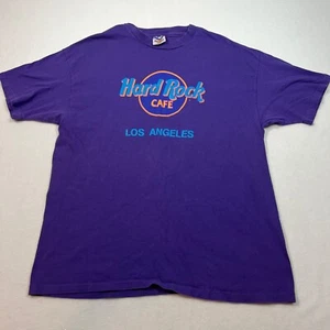 Hard Rock Cafe Los Angeles Hanes Beefy T USA Shirt Single Stitch XL Purple VTG - Picture 1 of 8