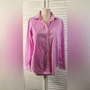 Camicia rosa a righe con bottoni Lauren by RL. Ottime condizioni. Taglia Large - Foto 1 di 7
