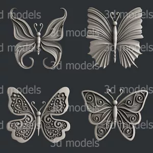 Modelli STL 3D per CNC, Artcam, Aspire, set farfalla - Foto 1 di 9