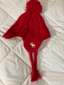 Abercrombie & Fitch Women's Hand Knit Hat Red Womens One Size Wool Blend - Picture 1 of 2