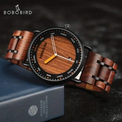 Reloj pulsera informal de cuarzo de madera de diseño de lujo para hombre de negocios Foto 1 de 4