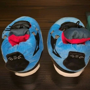 Nike Air Jordan 4 Plush Slippers Blue White Black Red One Size Fits Most Soft - Picture 1 of 8