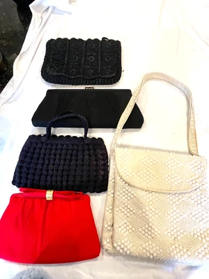 5 BOLSOS DE NOCHE VINTAGE MR JONAS BLANCO CROCHET NEGRO ROJO - ENVÍO GRATUITO Foto 1 de 4