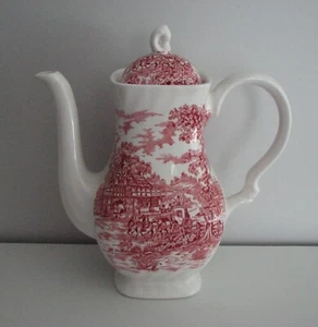 Coffee Pot Myott's Coaching Days Red Transferware England - Picture 1 of 2