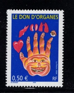 Francia 2004 Donación de órganos médicos Mano con pulmones Riñones Corazón Ojo MNH SC 3031 - Imagen 1 de 1