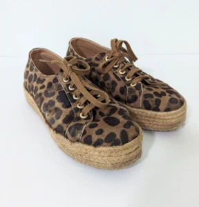 Superga Leopardenmuster Sneaker Schnürschuhe zum Binden Plateau Espadrille Leder braun 6,5 - Bild 1 von 8