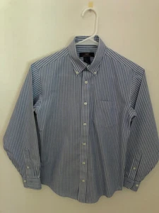 Brooks Brothers "346" Buttondown Dress Shirt Boys 12 Blue White Striped EUC - Picture 1 of 4