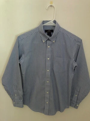 Brooks Brothers "346" Buttondown Dress Shirt Boys 12 Blue & White Striped EUC - Image 1 of 4