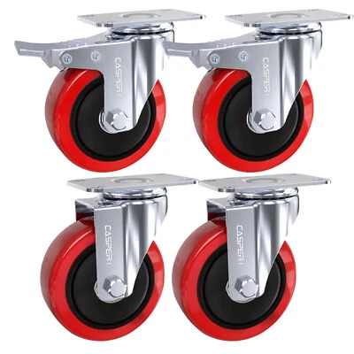 CASPERI 4X Heavy Duty 100mm/4‘’ Rubber Swivel Castor Wheels Trolley Furniture Caster