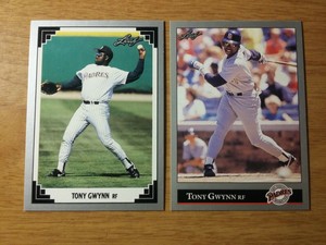 TONY GWYNN 1991 LEAF/1992 LEAF BASEBALL CARDS (2)-#290,#206-PADRES-MLB HOFer ⚾🔥