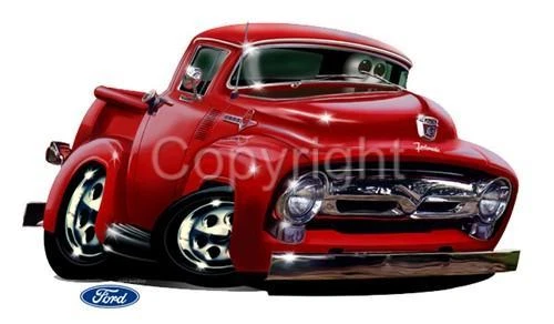 1956 Ford F100 Pickup Truck Tshirt #6176 Cartoontees vintage antique auto art - Image 1 of 1