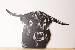 Escultura de pared/jardín de metal de vaca de las Highland - Imagen 1 de 3