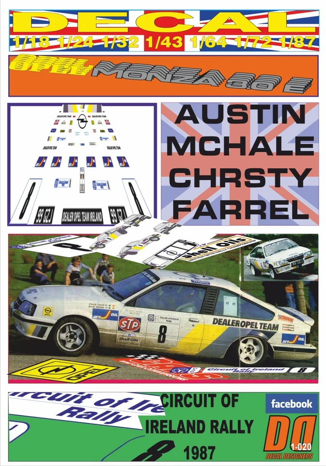 DECAL OPEL MONZA GSE AUSTIN MCHALE CIRCUIT OF IRELAND RALLY 1987 5th (08) - Image 1 of 1