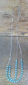❤️ Vintage Sterling Silver .925 Necklace Turquoise 22" Double Strand - Picture 1 of 7