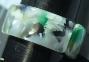 vintage lucite white green blue yellow black sz 9  3/8" wide made w split - Picture 1 of 4