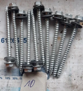 10xBlechbohrschraube Bohrschrauben 6,3x80 Sechskant verzinkt + EPDM Dichtscheibe - Bild 1 von 1