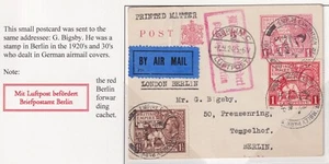 GREAT BRITAIN WEMBLEY PARK EXHIBITION CANCEL 1924 COVER TO BERLIN AIRMAIL - Picture 1 of 2