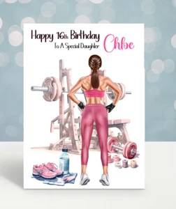 Personalised Gym Birthday Card Fitness Girls Ladies Daughter Sister Friend Niece - Picture 1 of 11