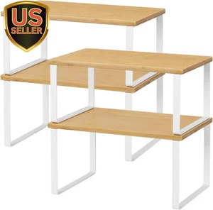 Bamboo Kitchen Cabinet and Counter Shelf Organizer, Stackable & Expandable, S... - Picture 1 of 12