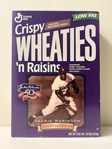 Jackie Robinson 1997 Crispy Wheaties 'n Raisins Cereal Box 18oz Brooklyn Dodgers - Picture 1 of 6