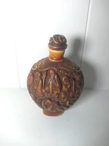 Vintage Asian Hand Carved Decorative Ornate Ornamental Snuff Bottle - Picture 1 of 14