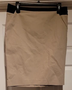 THE LIMITED NWT $60 Women's Exact Stretch Tan Skirt Black Trim Size 10 Viscose - Picture 1 of 8