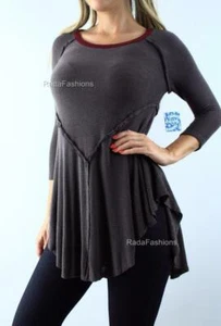FREE PEOPLE Intimately Knit Tunic Top Charcoal Ruby Combo Urban Outfitters - Picture 1 of 2
