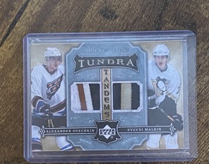 2007-08 Artifacts Tundra Tandems Icy Blue 1/25 Alex Ovechkin Evgeni Malkin Patch