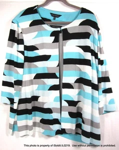 CHAQUETA SUÉTER 2 PIEZAS PARA MUJER MING WANG + TOP TEJIDO CONCHA TALLA 3XL XXXL gris, verde azulado - Imagen 1 de 5