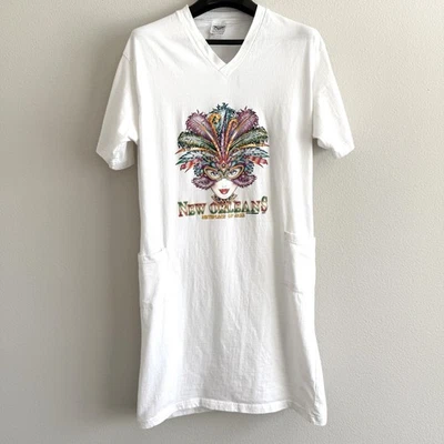 Vestido Camiseta Vintage Años 90 Nueva Orleans Talla Única Midi Informal Cómodo Algodón Viaje Foto 1 de 4