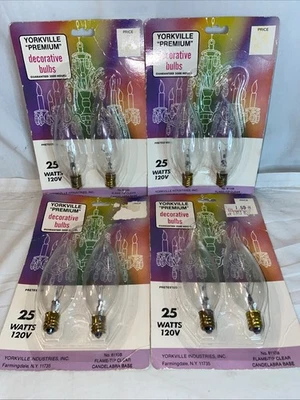 Yorkville 8 Pack 25W Clear Flame Light Bulbs 2000 Hour Candelabra Base - NEW - Image 1 of 3