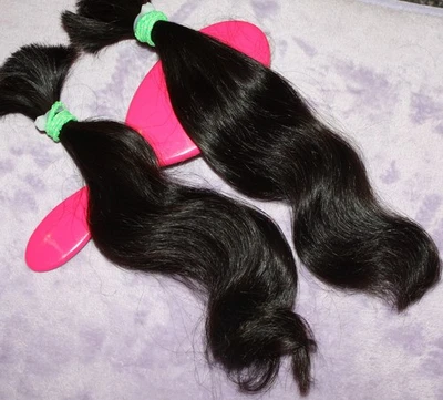 HAIR REBORN WIG 12 INCH 3.7oz FINE & SILKY WAVY DARK BRUNETTE PONYTAILS D23 - Image 1 of 4