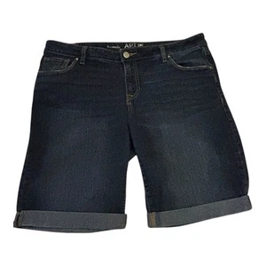 Apt. 9 Shorts Damengröße 12 Denim Bermuda mittlere Waschung Stretch Bündchen Saum Reißverschluss - Bild 1 von 3