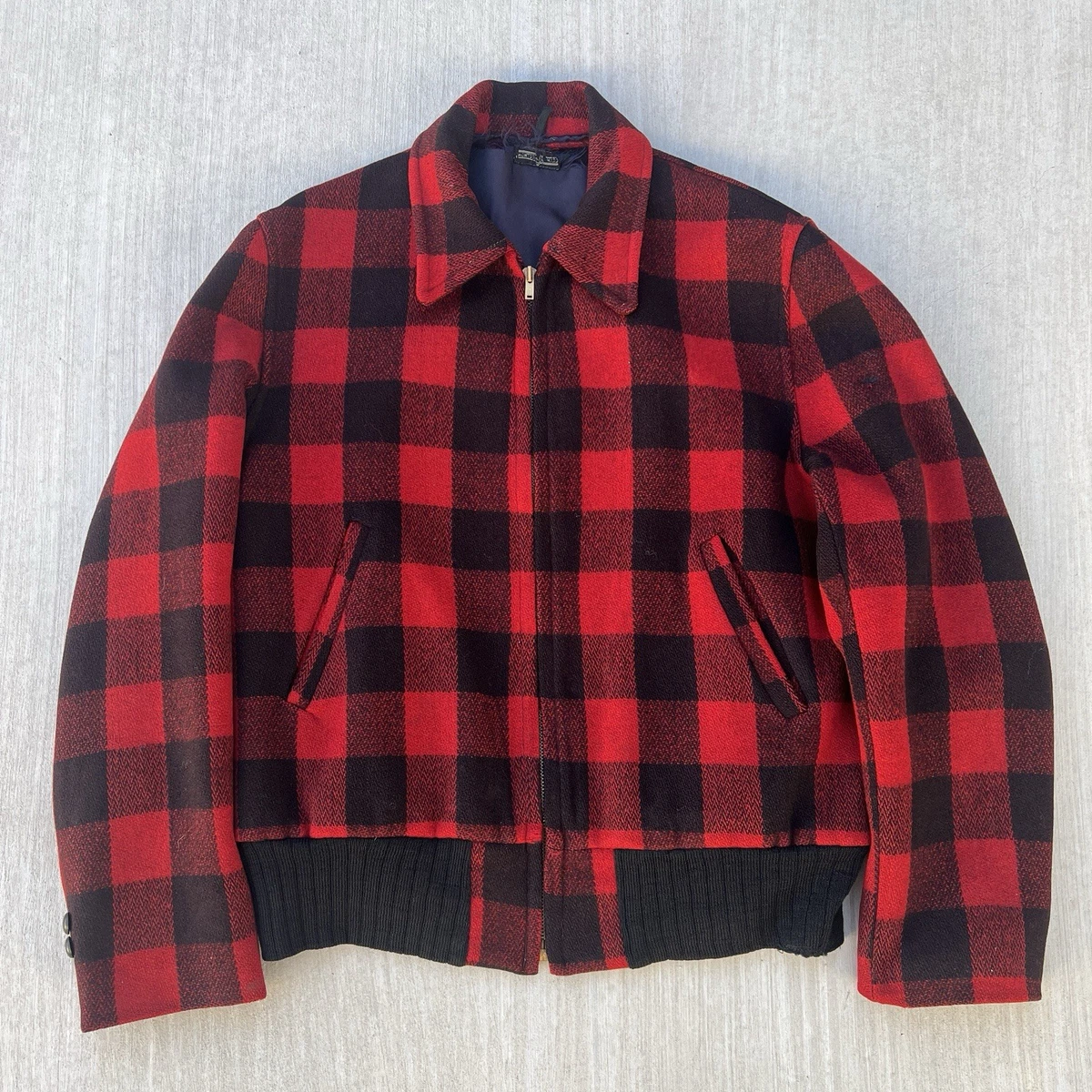 100% Wool Bomber/Harrington Vintage Outerwear Coats & Jackets for