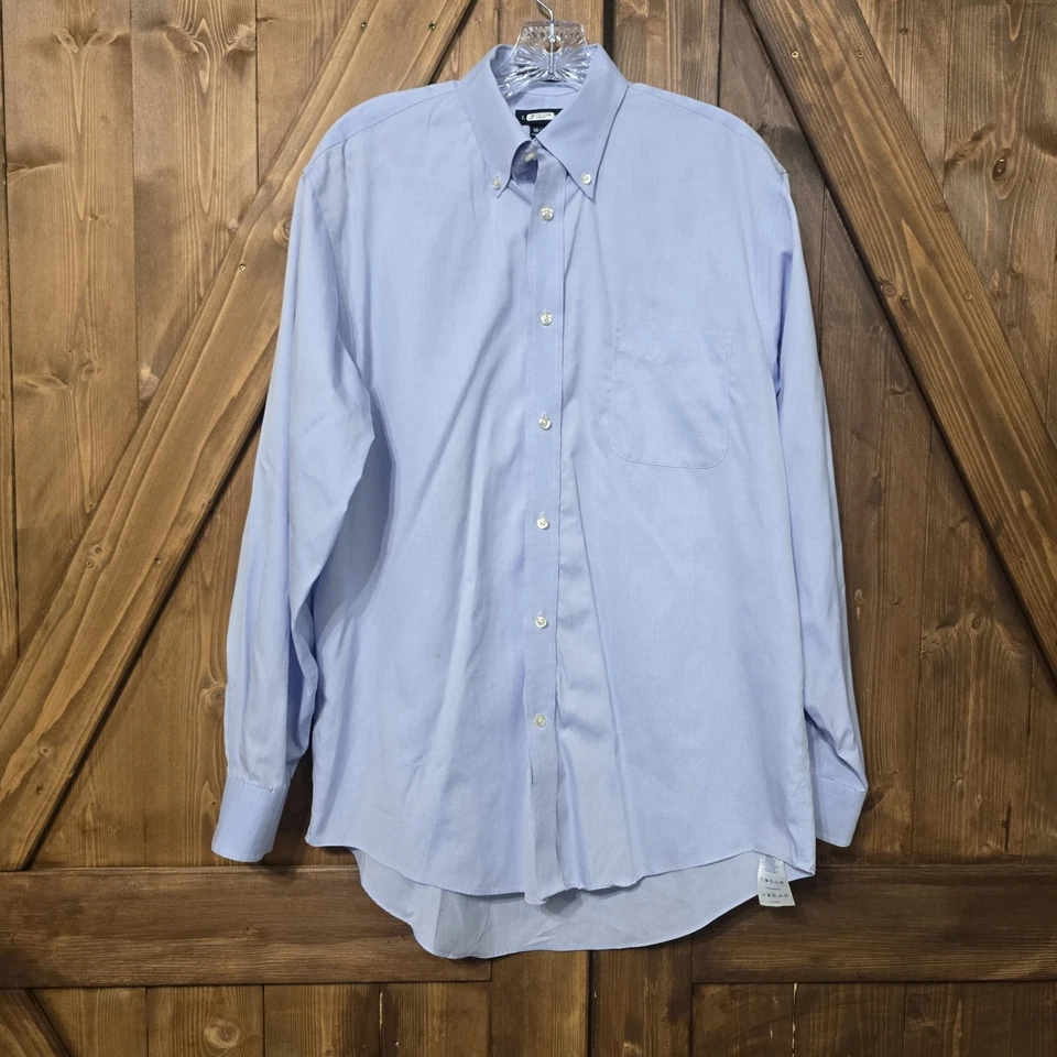 Camisa Oxford Lands' End No Iron Pinpoint Hombre 16-34 Azul Abotonada 100% Algodón Foto 1 de 4