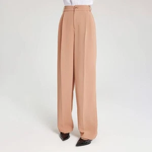 Women's Pleated Wide Leg Pants - A New Day Camel XL - Picture 1 of 5