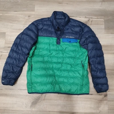 Eddie Bauer Men's EB650 Stratuslite Down Puffer Jacket Large Green Blue Snap-T - Image 1 of 4