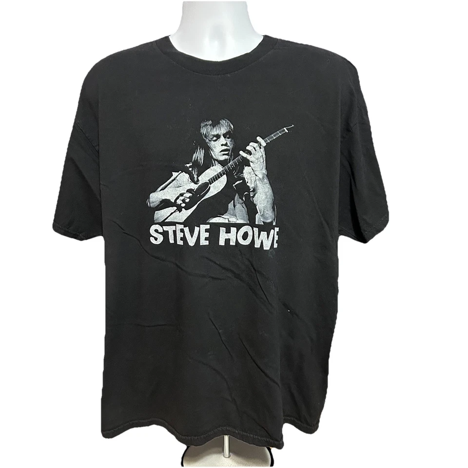 Camisa De Colección Steve Howe Hombres XL Negra Manga Corta Frontal Gráfico Guitarrista Banda de Rock Foto 1 de 4