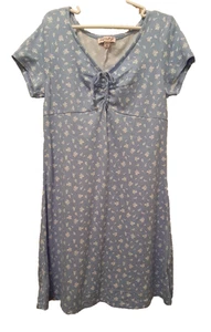 EUC Chenault Girl Blue and White Floral A Line Dress Short Sleeves Size 10 - Picture 1 of 7