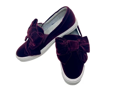 Nine West Women's Burgundy Wine Velvet Bow Tie Slip On Tennis Shoes Sz 9M - Image 1 of 4