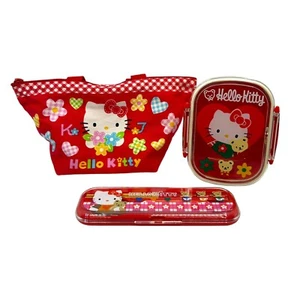 Lote de bolsas de almuerzo Hello Kitty bolsa con cremallera contenedor de alimentos palillos conjunto vintage - Imagen 1 de 11
