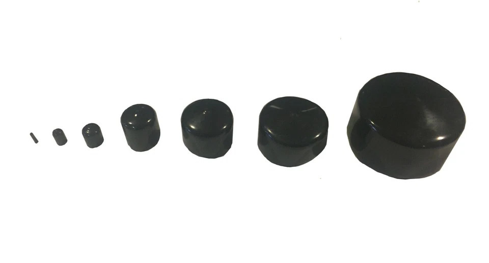 1/16" to 4 3/4" Black Round Flexible Vinyl Rubber Tube Caps (2|4|10|25|50|100) - Image 1 of 1