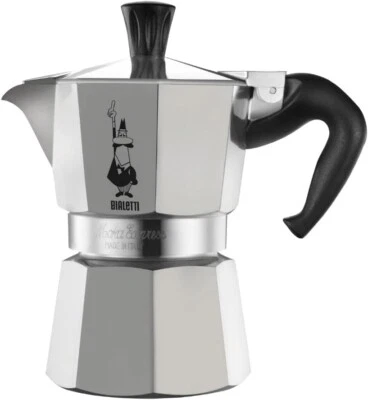 Bialetti Moka Express para cafetera espresso plateada 3 tazas CAJA RASGADA O ABIERTA Foto 1 de 4