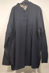 GRINGO - Black Oriental Style Pullover Grandad Shirt Size Medium BNWT - Picture 1 of 8