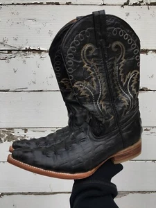 Men’s Dario’s Cowboy Boots Size 26.5 Black Leather - Picture 1 of 12