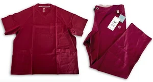 Men's ESSENTIAL THREADS Welby Antimicrobial Scrubs Top & Pants Set - Wine - 2XL - Picture 1 of 15