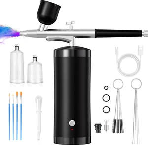 Airbrush Kit with Compressor 48PSI Rechargeable High Pressure Air Brush Set - Picture 1 of 12