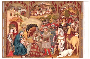 Adoración de los Magos por Gentile da Fabriano ~ Postal de Bellas Artes de Colección - Imagen 1 de 2