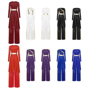 Women Dress Church With Loose Pants Stage Dancewear Party Costume 2pcs Outfits - Picture 1 of 81